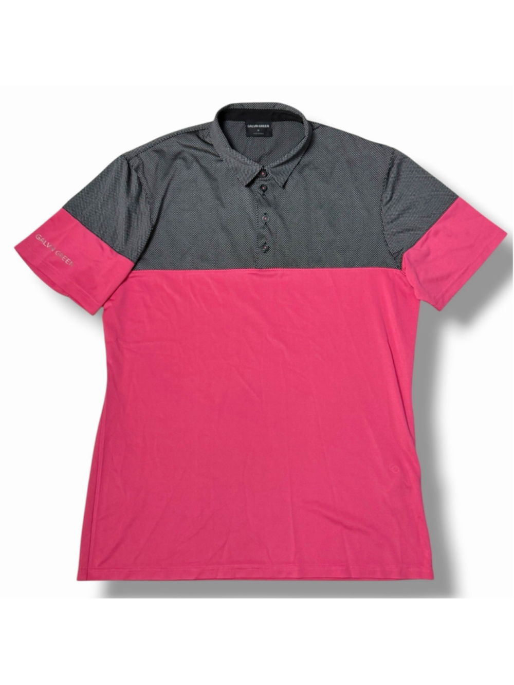 Galvin Green Men's Golf Polo Shirt Size M Pink Carbon Gray Textured Upper LKNEW!